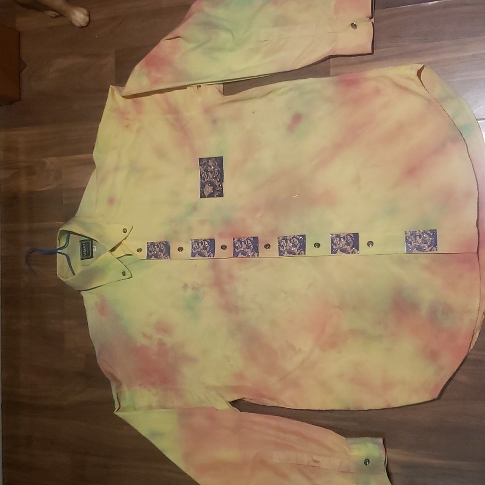 Vintage Tie Dye Printed Versace Button Up Shirt Reworked